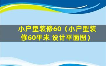 小户型装修60（小户型装修60平米 设计平面图）